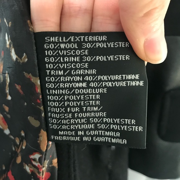 Via Spiga Wool blend & Faux Fur & Faux Leather Cuff Coat Sz 2 - Picture 15 of 16